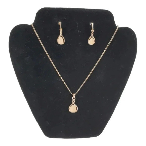 Rose Tone Swirl Earring and Necklace Set - Picture 1 of 6